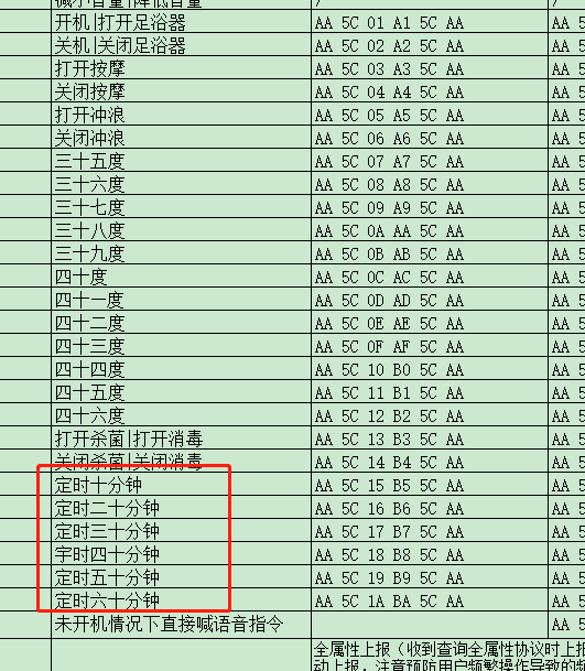 定时功能指令列表