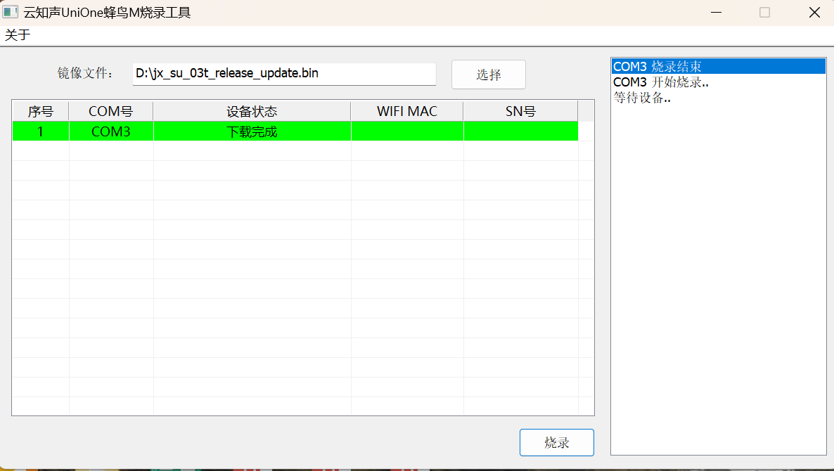 烧录成功的绿色状态