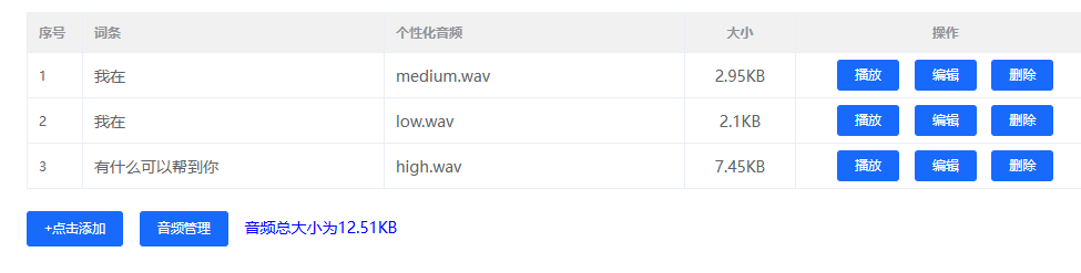 平台音频管理界面显示的压缩后文件