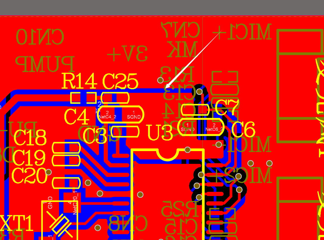 晶振焊盘错误示例