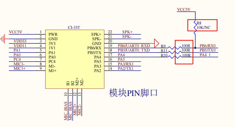 CI-33T模块引脚及板载电阻