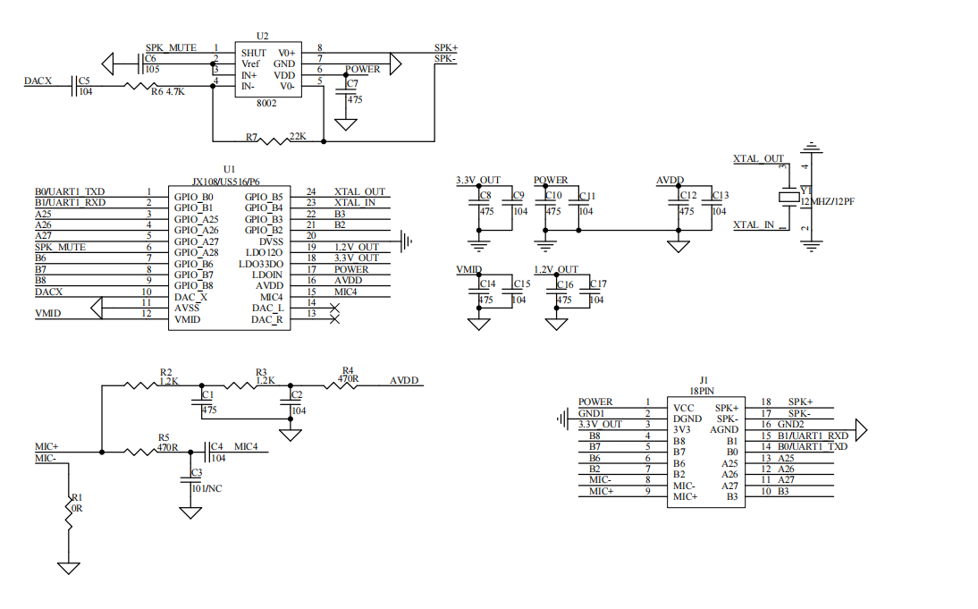 SU-03T 18脚滤波电容参考设计