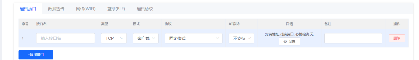 通讯接口配置列表